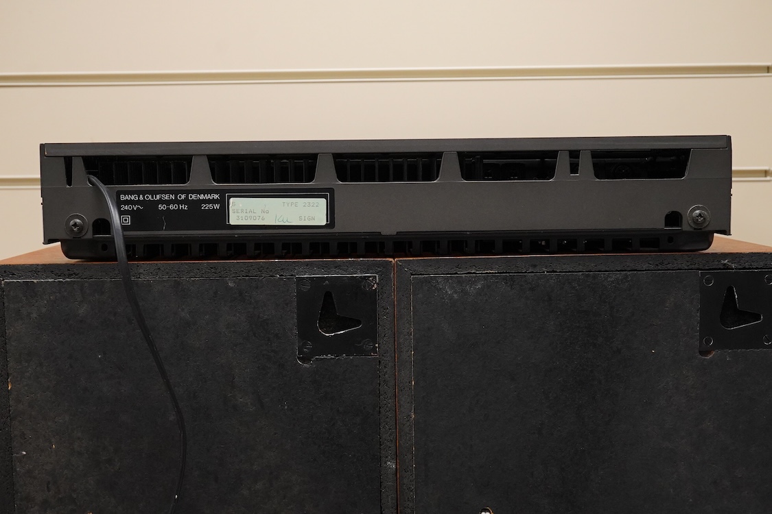 A Bang & Olufsen Beomaster 5000 amplifier, together with a pair of Beovox 3702 speakers